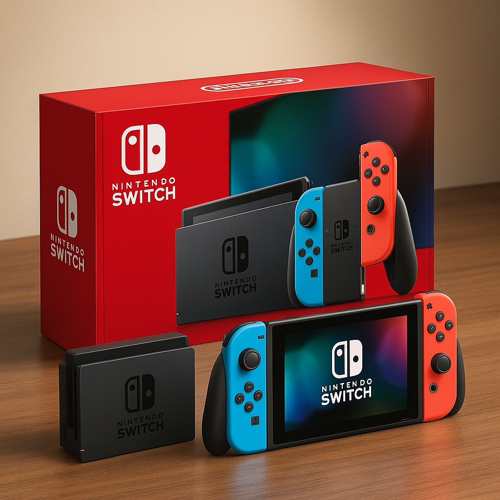 Nintendo Switch V2 – Console Hybride Rouge & Bleu Néon