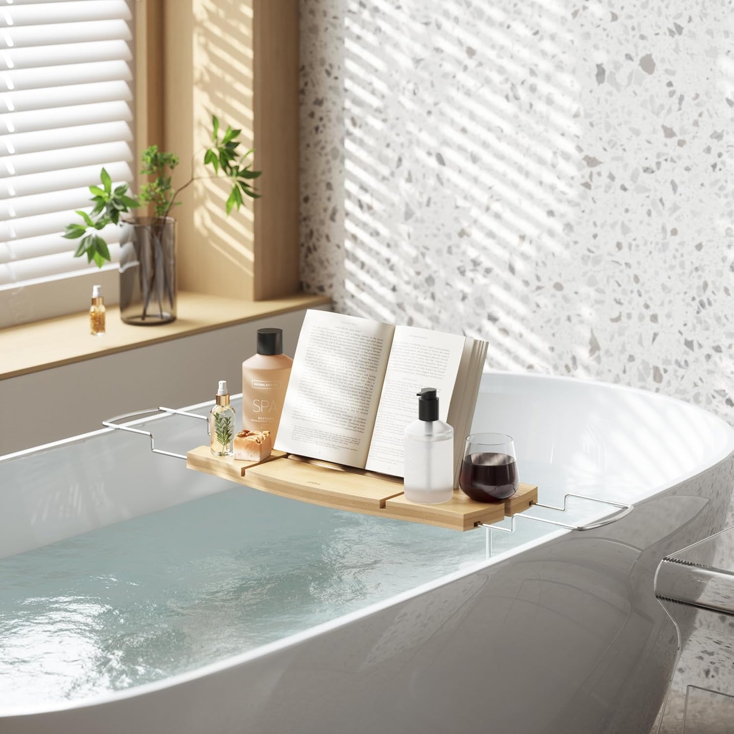 Aquala - Pont De Baignoire Extensible En Bambou, Naturel