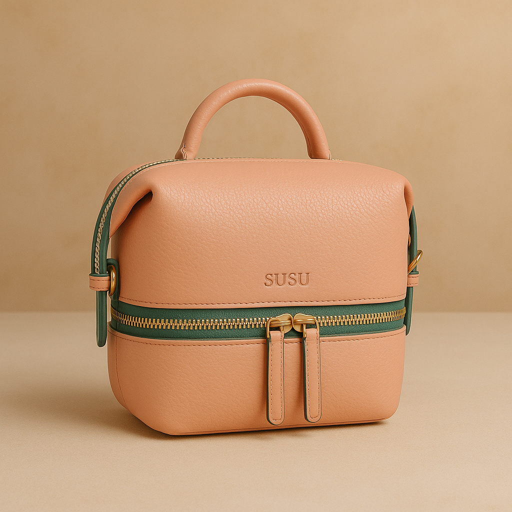 SUSU Pink Leather Backpack Purse