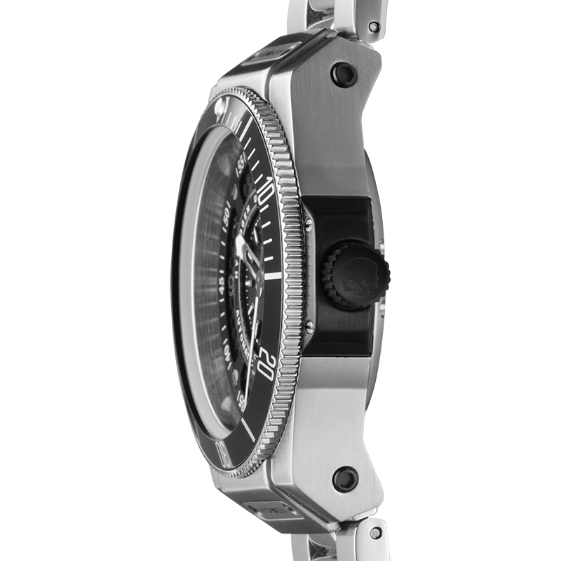 Sportivo Silver Black Bracelet – Élégance acier, performance automatique