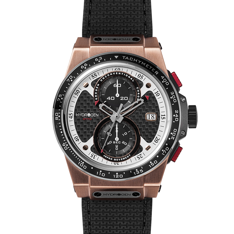 Otto Chrono Black Rose Gold – Chronographe tachymètre, style affirmé