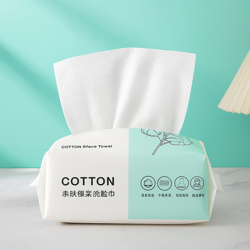 Lot de 100 Lingettes Jetables en Coton Naturel – Nettoyage Doux & Pratique du Visage