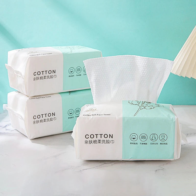 Lot de 100 Lingettes Jetables en Coton Naturel – Nettoyage Doux & Pratique du Visage
