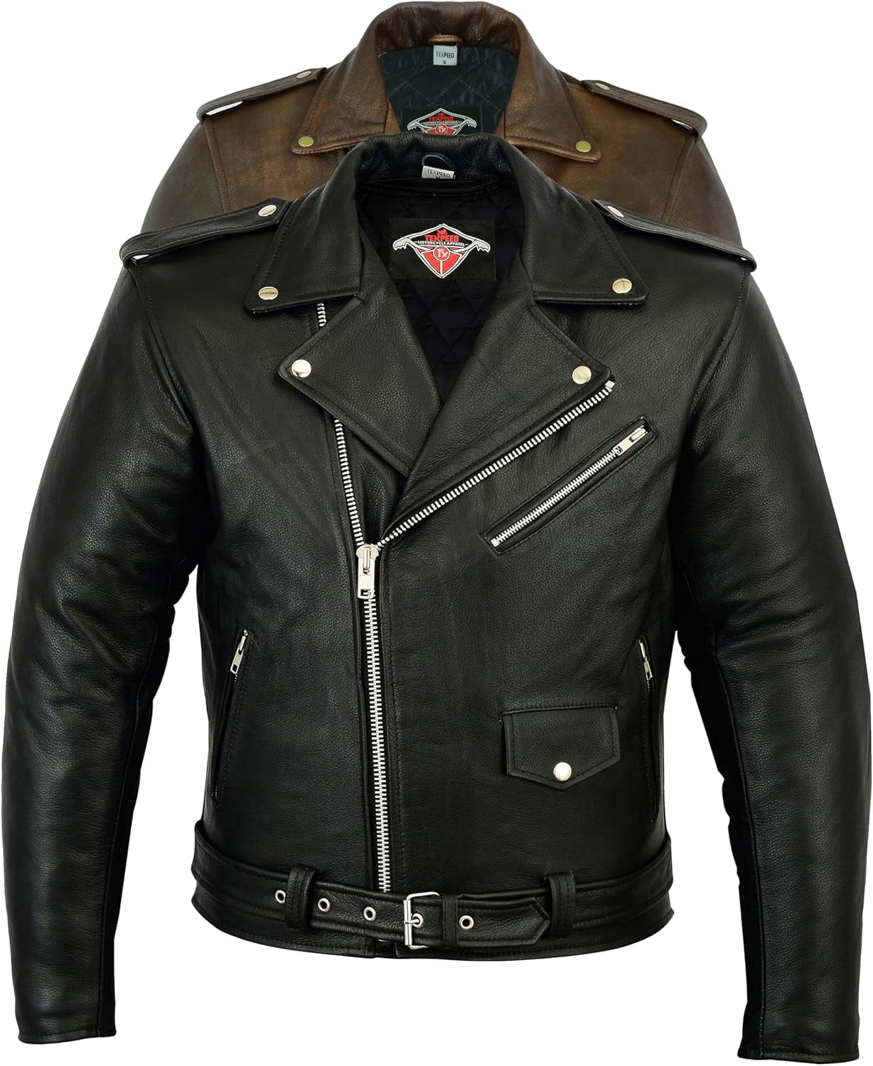 Veste Moto Cuir Homme Homologué Avec Protections - Perfect Marlon Brando Rétro Chopper Blouson - Avec Protection Véritable Biker CE Armor (EN 1621-1) Noir - 3XL