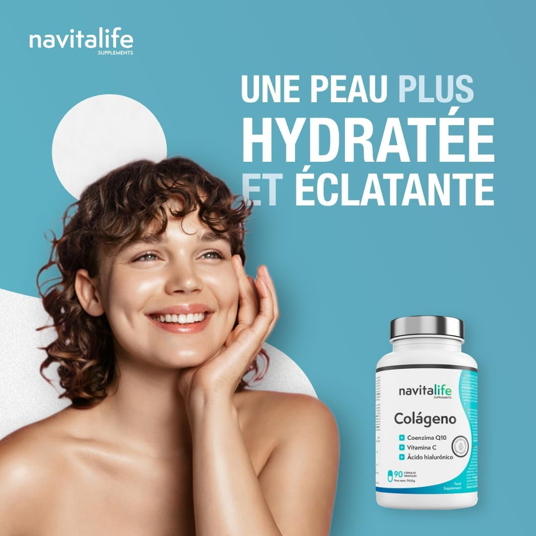 Collagene Et Acide Hyaluronique + Coenzyme Q10 + Vitamine C + Zinc | Formule Concentrée, Prise Facile Et Haute Biodisponibilité | Articulations Saines, Os Solides, Peau Jeune Et Hydratée, 90 Gélules
