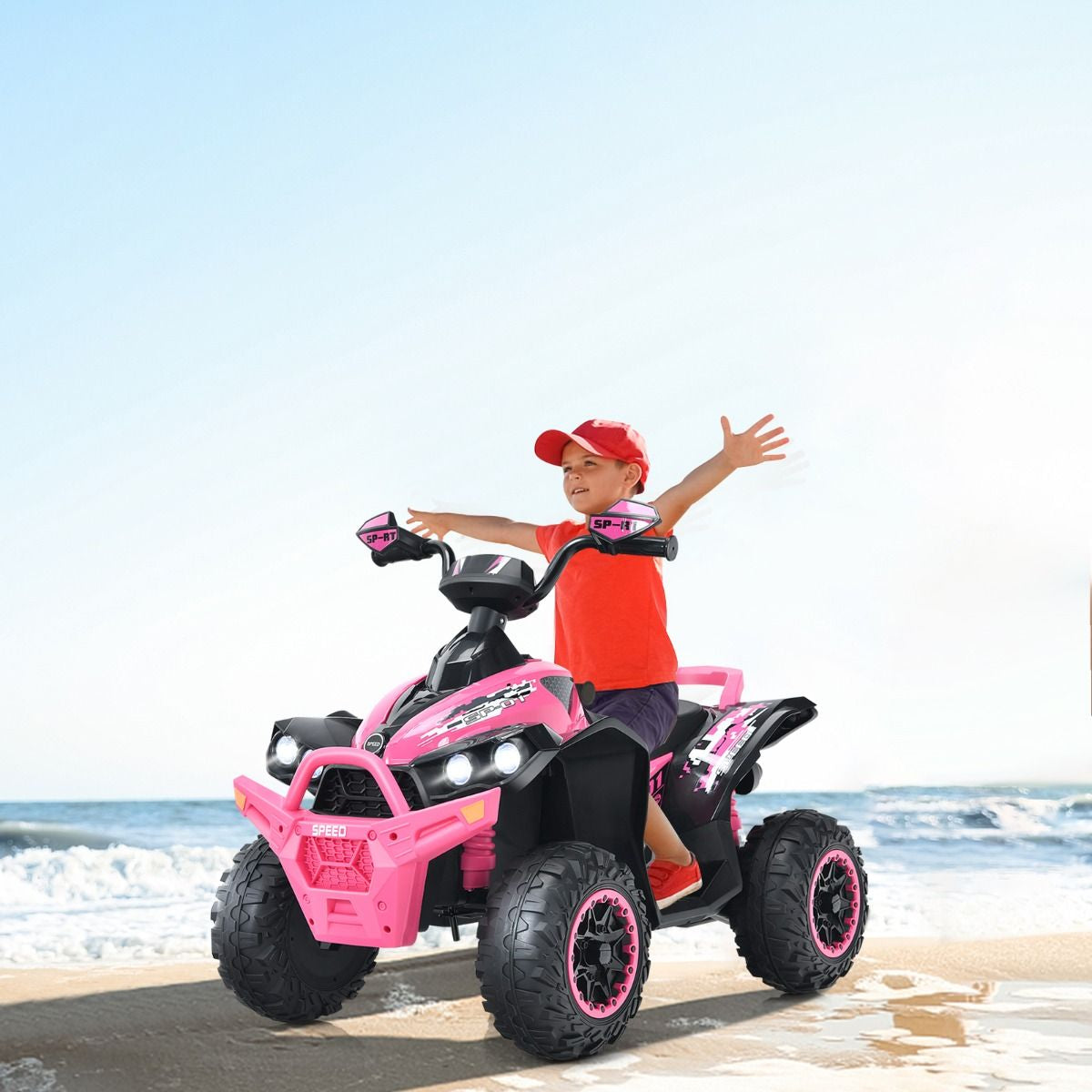 Quad Electrique Pour Enfants 12V7Ah LED Musique Pédale Klaxon 3-4 Km/H Pour Enfants De 3 À 8 Ans Rose/Bleu/Violet/Noir