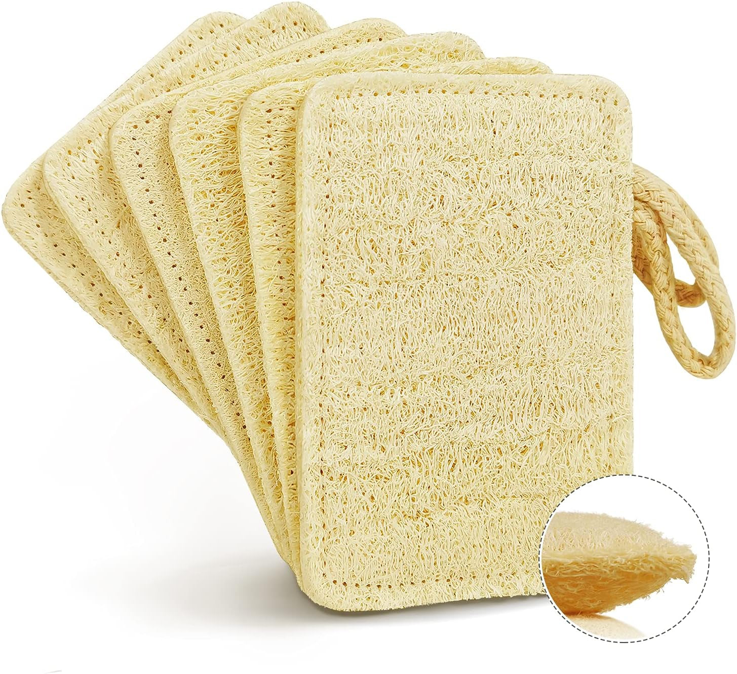Épurateur D'Éponges À Vaisselle En Luffa Naturel (Paquet De 6), Éponge De Nettoyage Anti-Rayures, Éponge De Luffa Biodégradable En Fibre Végétale Verte Et Écologique