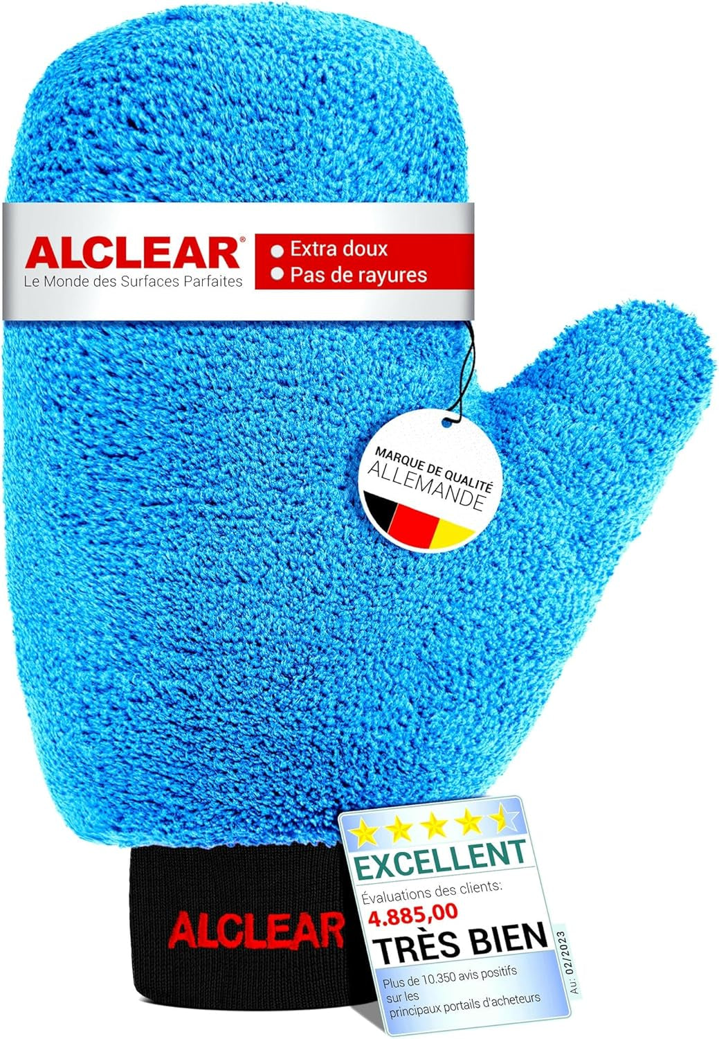 950013B Gant Nettoyant Voiture Microfibre Pour Jantes Alu Entretien Auto Moto Vélo Sans Rayures, 26X12 Cm, Gant Jante Sans Brosse Pour Jantes Alu, Jantes Acier, Enjoliveurs